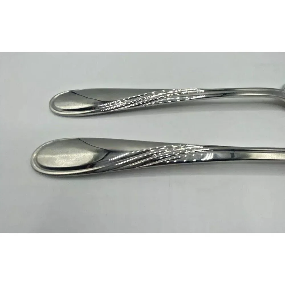 Lenox Summerville Serving Fork Spoon Set 18/10 Stainless Steel Glossy Utensils